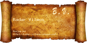 Badar Vilmos névjegykártya